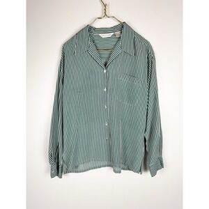 Vintage Casual Corner Sz L 100% Silk Poplin Minimalist Shirt Versatile Timeless